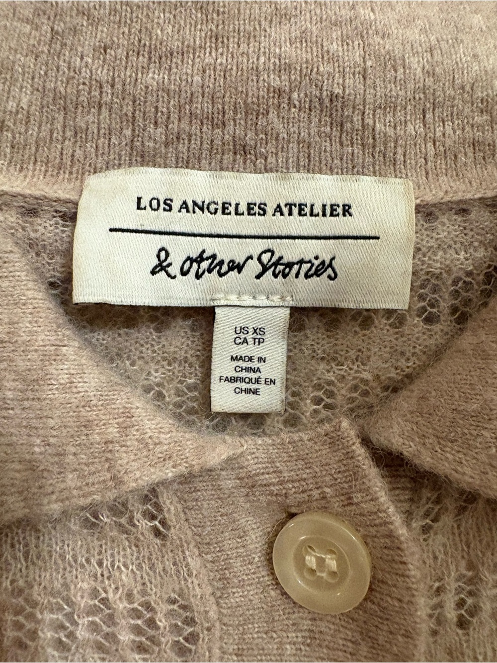 & Other Stories Alpaca Wool Open Knit Collared Cardigan XS - Picture 2 of 4